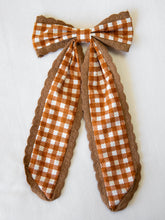 Large Long Tail Bow - Pumpkin Spice Check